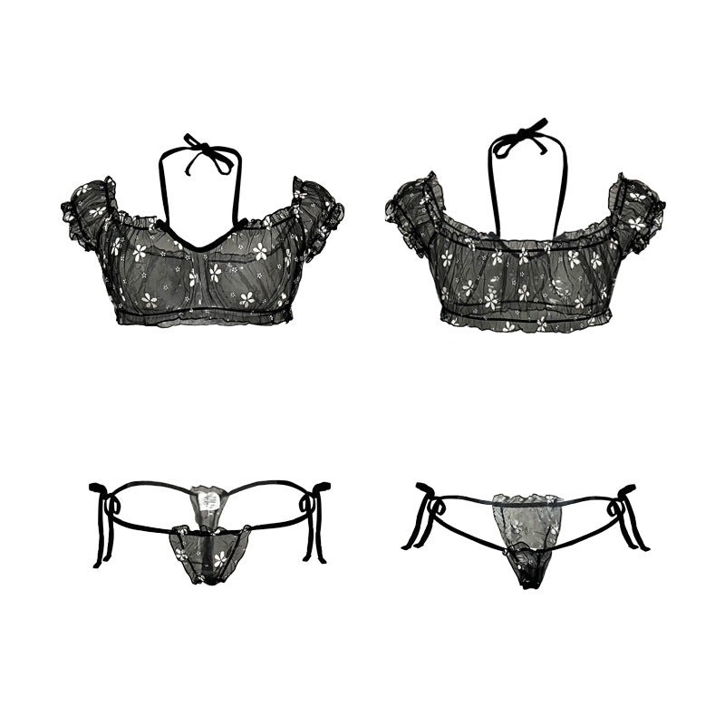 Ensemble Lingerie en Maille Fleurie – Bandeau & Culotte Assortis